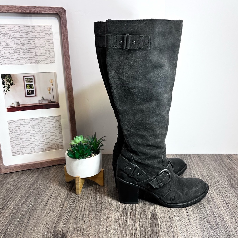 Women's Gray Suede Knee-High Boots